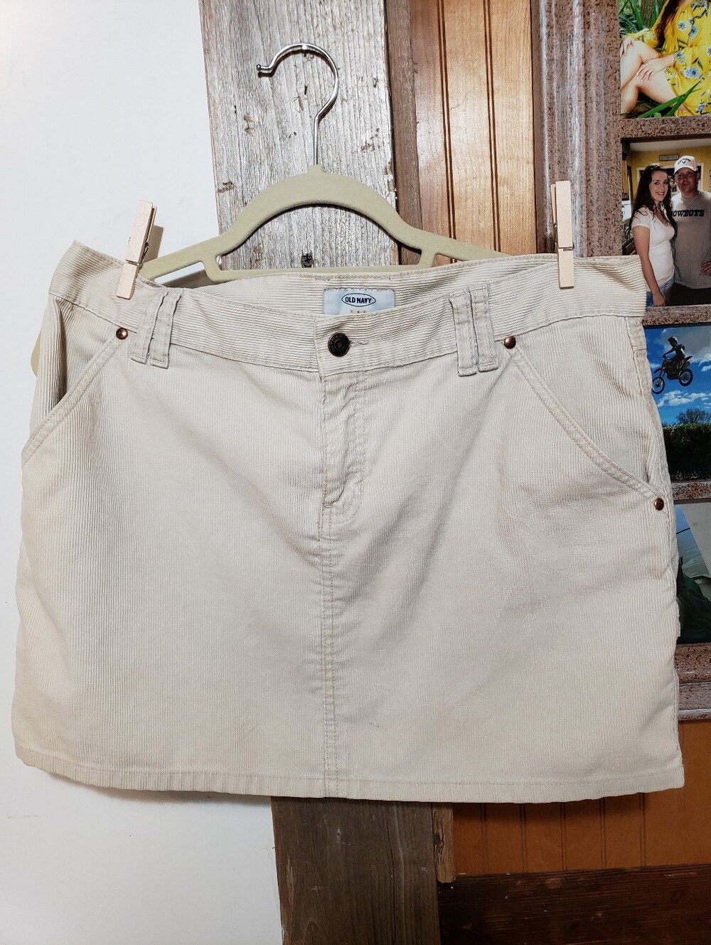 Old Navy Beige Corduroy Mini Skirt 10 Front Button Pockets